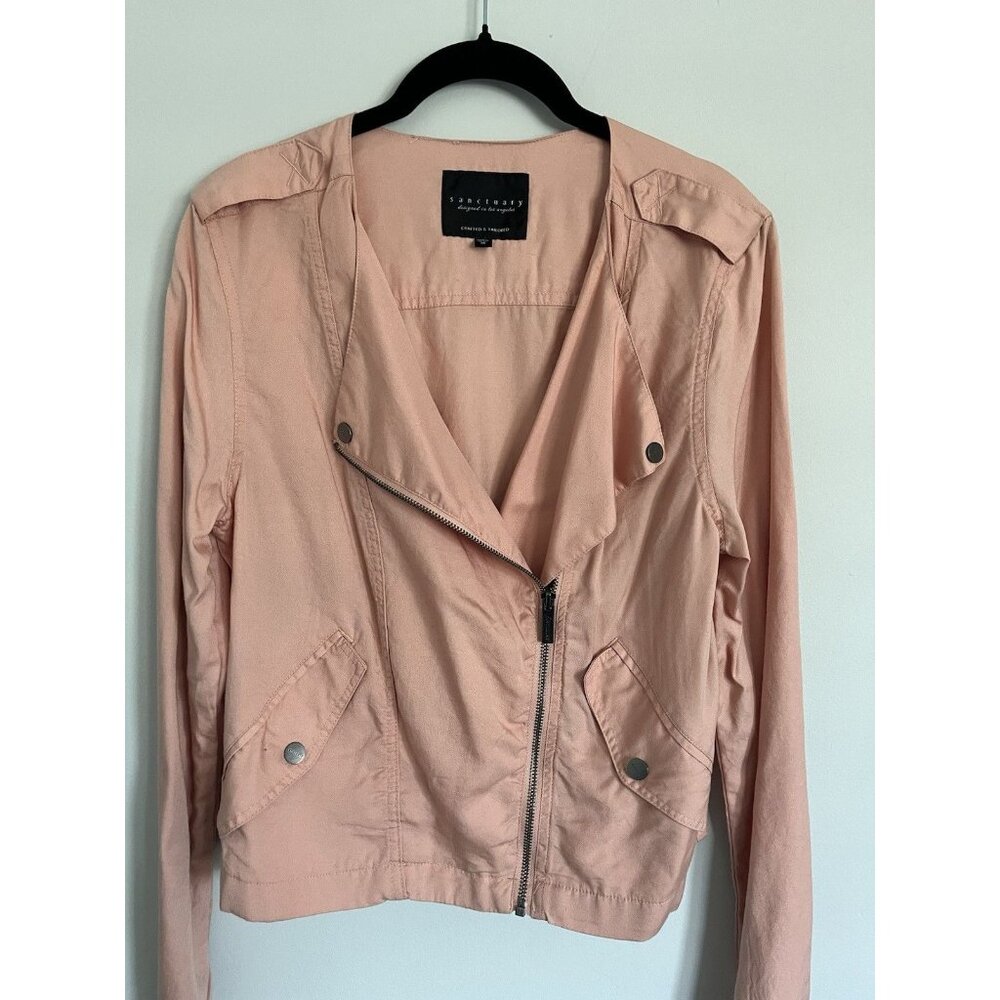 SANCTUARY LIGHTWEIGHT Peach SIDE ZIP MOTO JACKET SIZE M/L